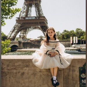 PETITE MAISON KIDS Coco-Caramel Tulle Dress, Beige